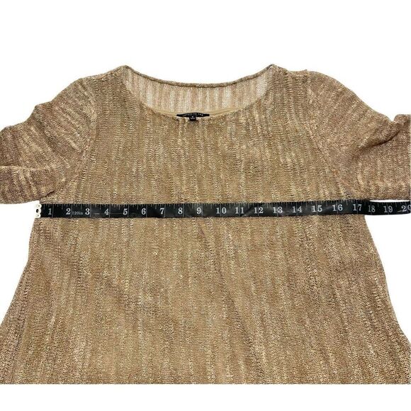Lafayette 148 Size Small Gold Metallic Linen Mesh Knit Sweater Top - Picture 11 of 14